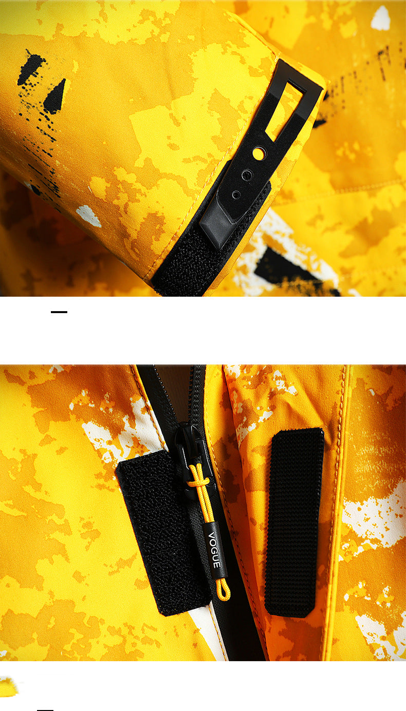 Hooded Plus Size Zipper Travel Yellow Regular Jacket