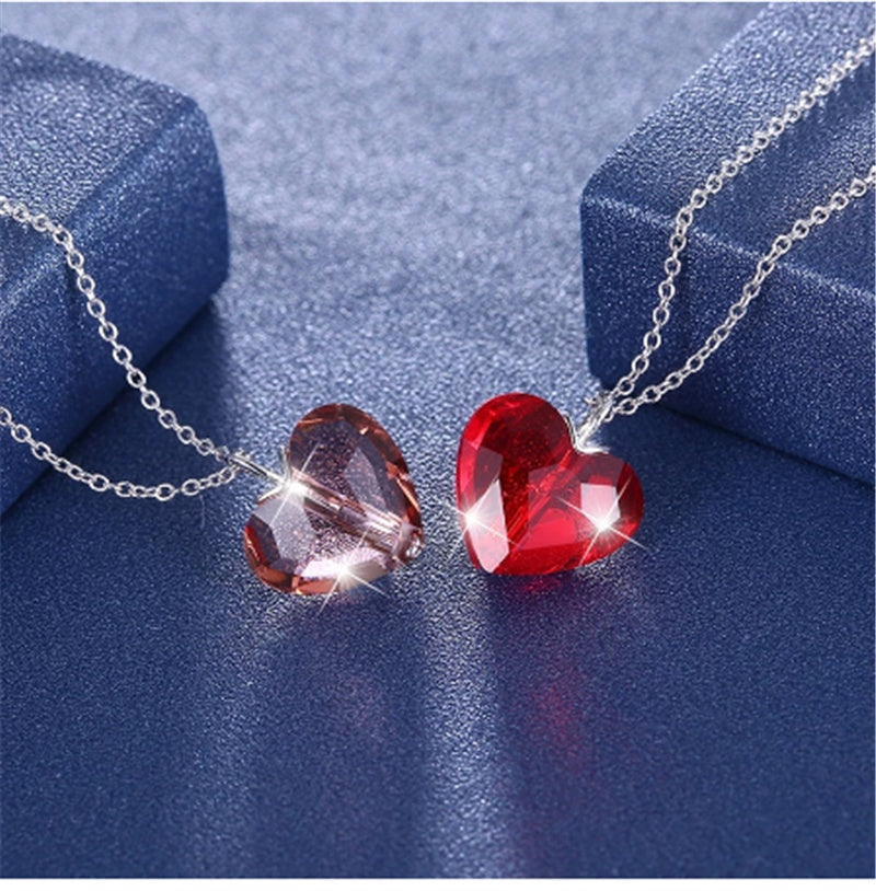 S925 Red Heart Necklace Clavicle Chain LadyShow.Store