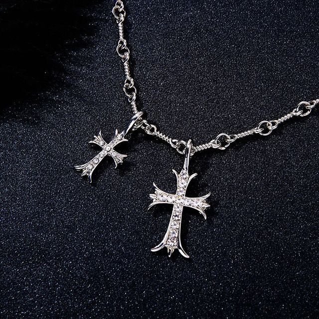 Double Cross Pendant Necklace Pi-Mart