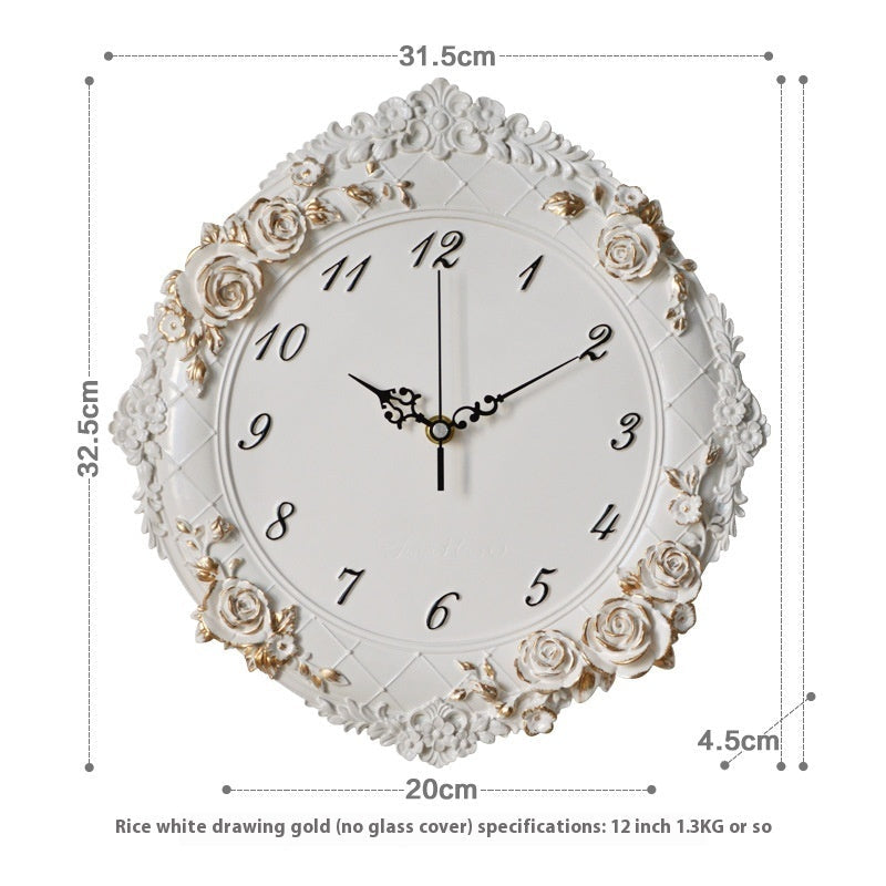 European Style Wall Clock Living Room Creative Art Clock Home PearlNestDecor.com