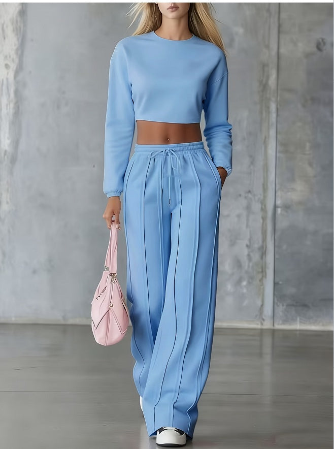 New 2026 Model With Exposed Waist Short Long Sleeved Set NorixaFashion.com