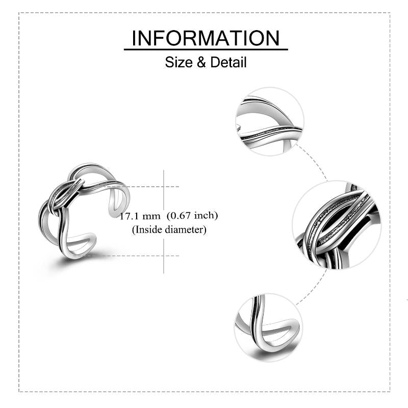 Sterling Silver Spliced Oxidized Opening Ring For Man And Woman LadyShow.Store