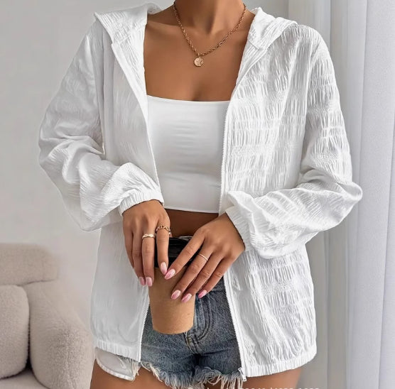 Solid Color Casual Zipper Long Sleeve NorixaFashion.com