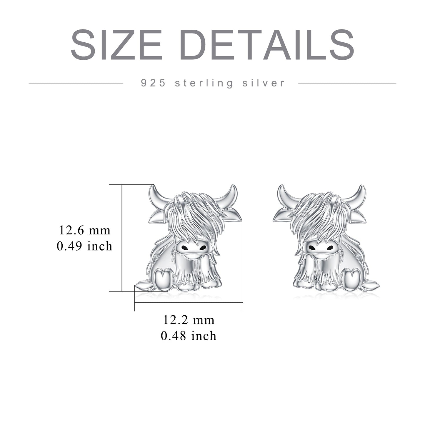 Highland Cow Earrings 925 Sterling Silver Cow Studs Earrings Highland Cow Jewelry Gifts LadyShow.Store