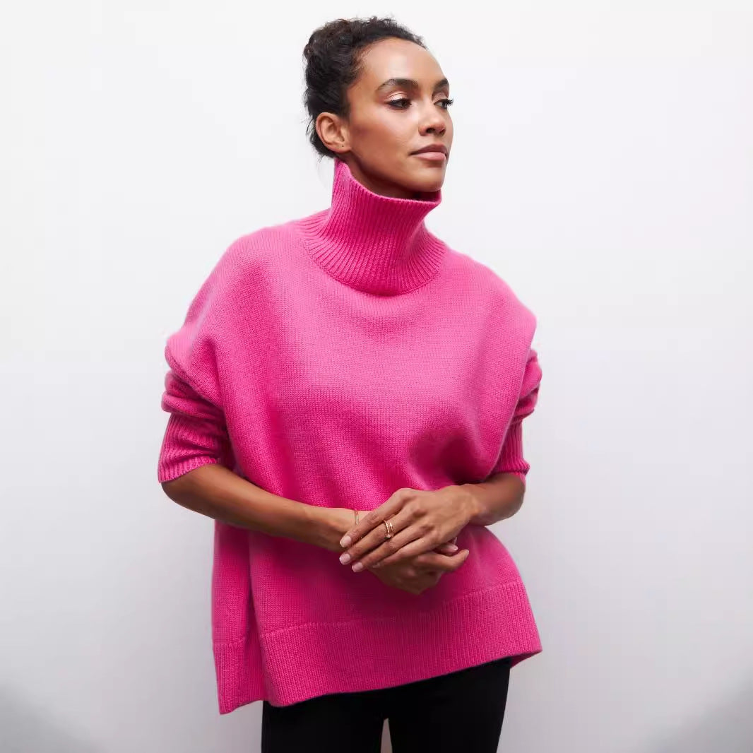 Winter Turtleneck Sweater Ins Solid Color Long Sleeve Pullover Top Women's Clothing LadyShow.Store