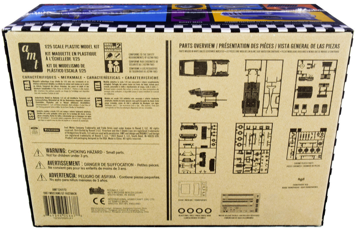 Skill 2 Model Kit 1967 Ford Mustang GT Fastback 1/25 Scale Model by AMT LuxuryLifeWay Online Store