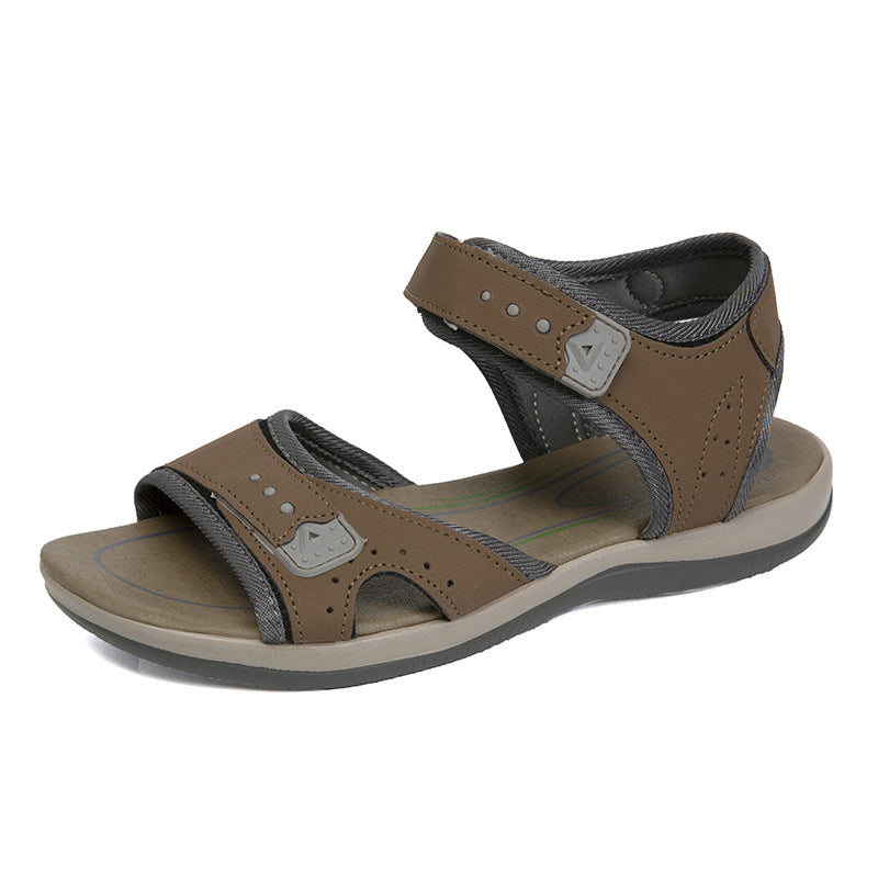 Casual Comfort Flat Fish Mouth Hollow Velcro Beach Sandals LadyShow.Store