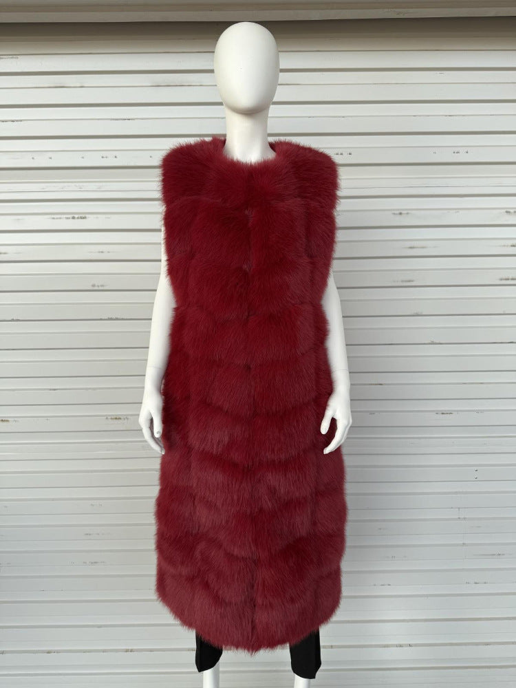 New Faux Fur Square Vest Extended Bread Block Vest Coat NorixaFashion.com