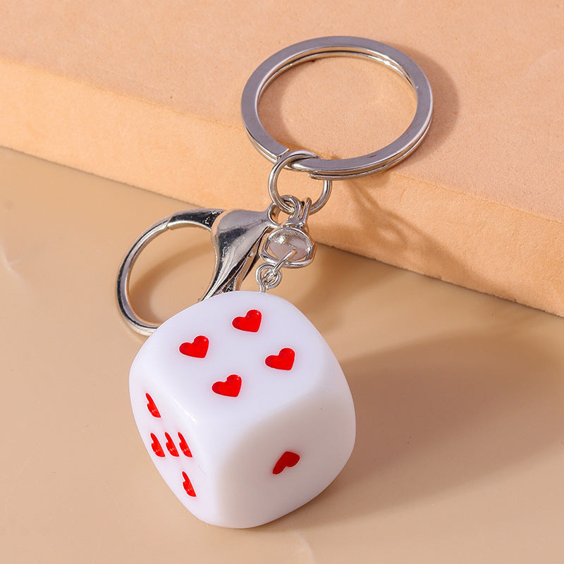 Love Dice Keychain Creative Design Oil Dripping Alloy Handmade Pendant Accessories LadyShow.Store