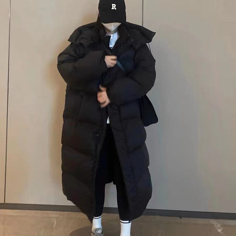Cream Mid-Length Down Jacket for Women - High-End Winter Coat Pi-Mart