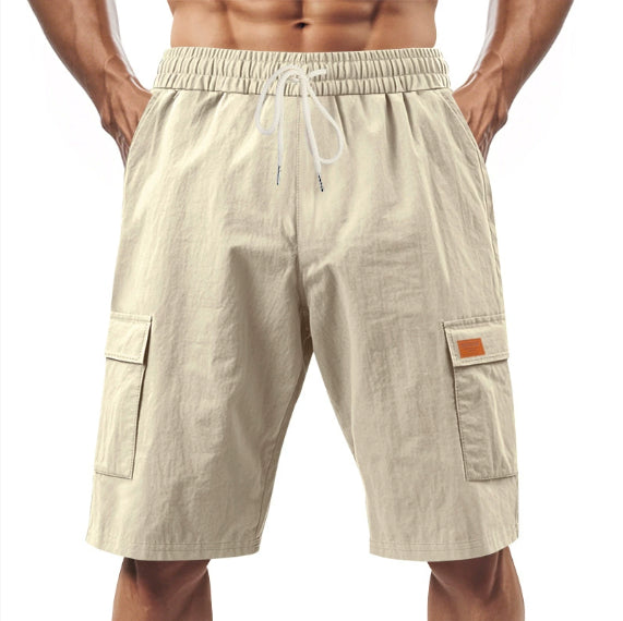 Loose Sports And Leisure Solid Color Linen Drawstring Shorts NorixaFashion.com