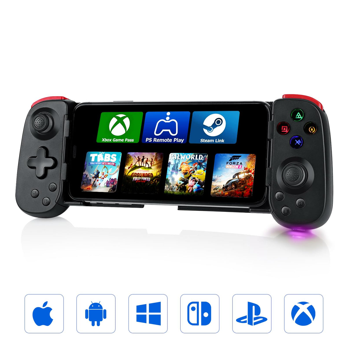 Bluetooth Mobile Game Controller for iOS & Android Wireless Retractable Gaming Gamepad Handheld Joystick - Turn Your Phone into a Gaming Console! Support Xbox/PS/Switch/PC/Steam (Black) Pi-Mart