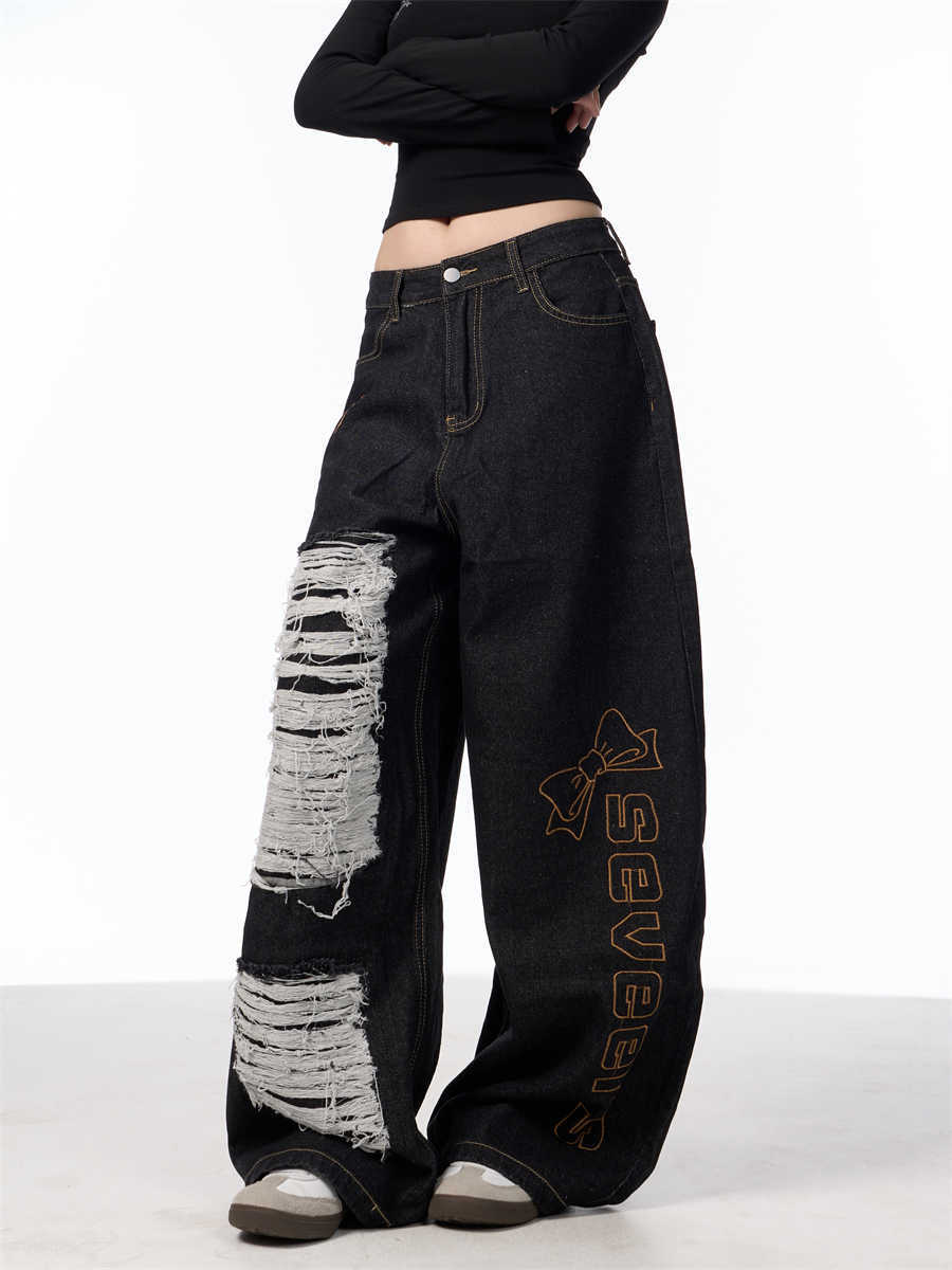 Retro Embroidered Wide-Leg Jeans NorixaFashion.com