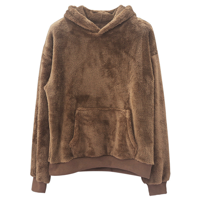 Double-sided Velvet Hooded Sweater Men's Plush Sweatshirt With Pockets LadyShow.Store
