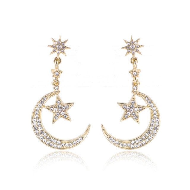 Star and Moon Drop Earrings Pi-Mart