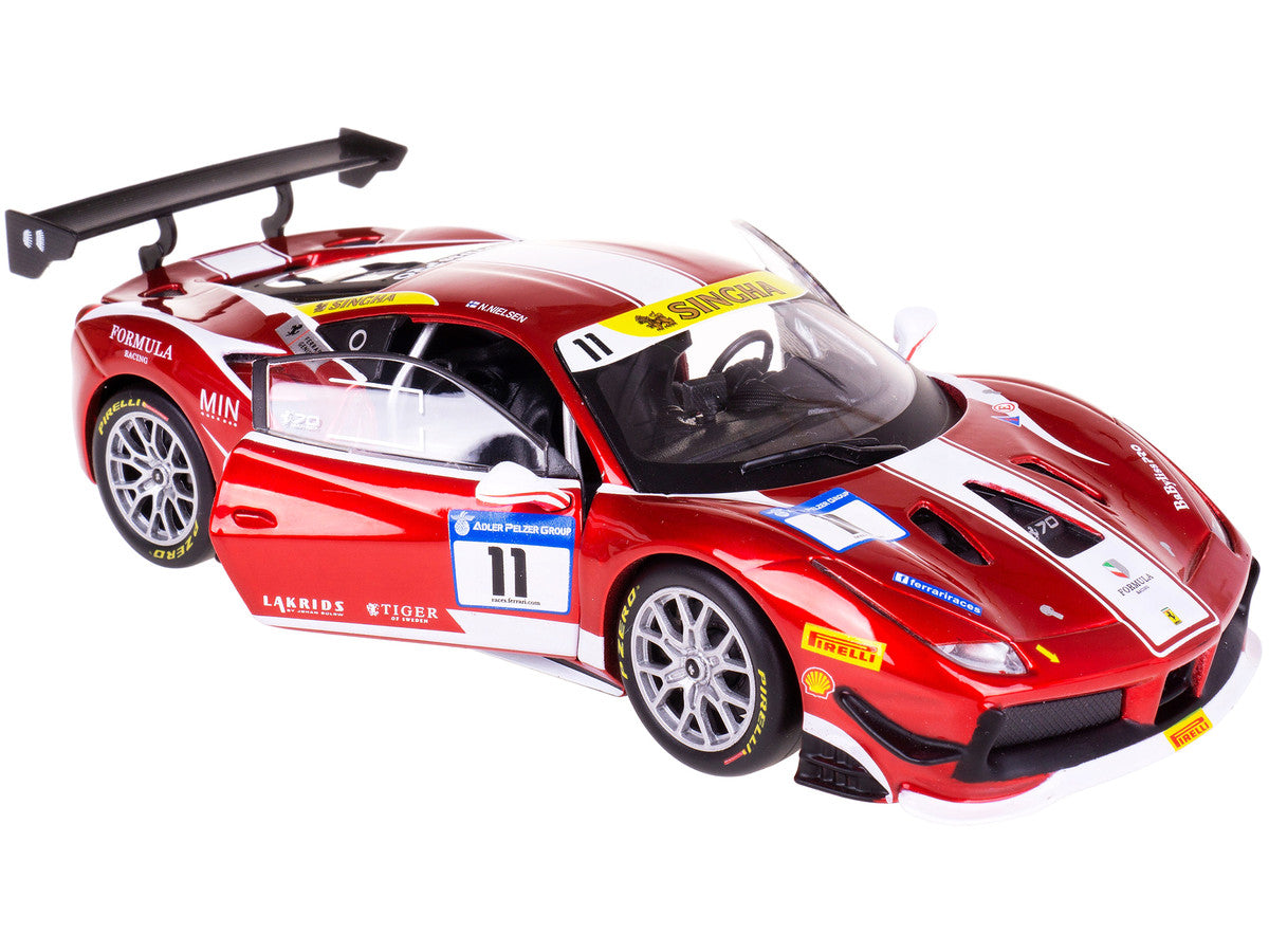 Ferrari 488 Challenge #11 Candy Red with White Stripes "Ferrari Racing" 1/24 Diecast Model Car by Bburago LuxuryLifeWay Online Store
