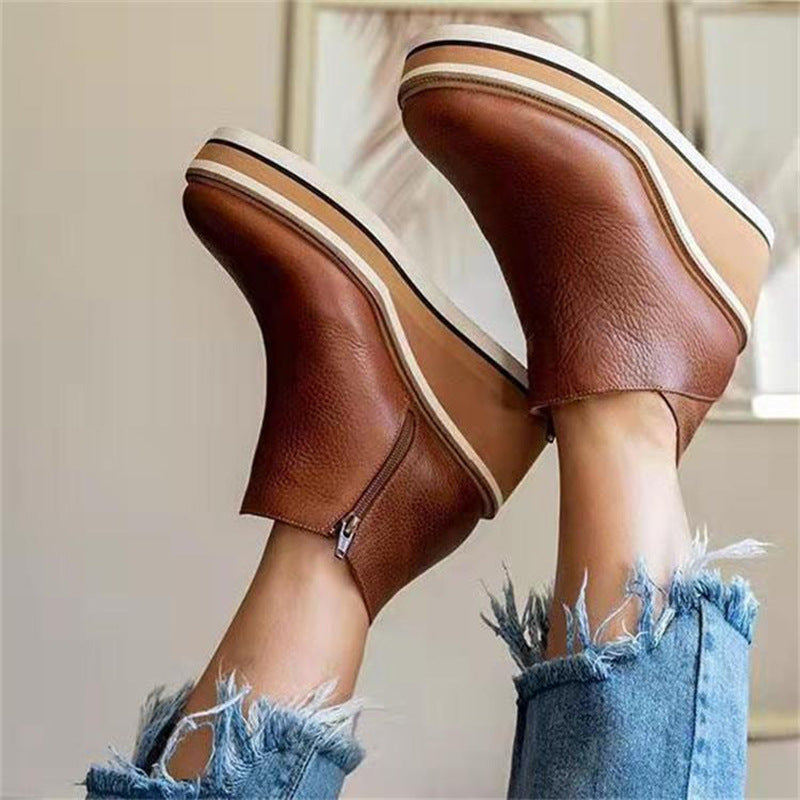 Women's Chelsea Boots Platform High Heel Fashion Boots Plus Size Shoes LadyShow.Store