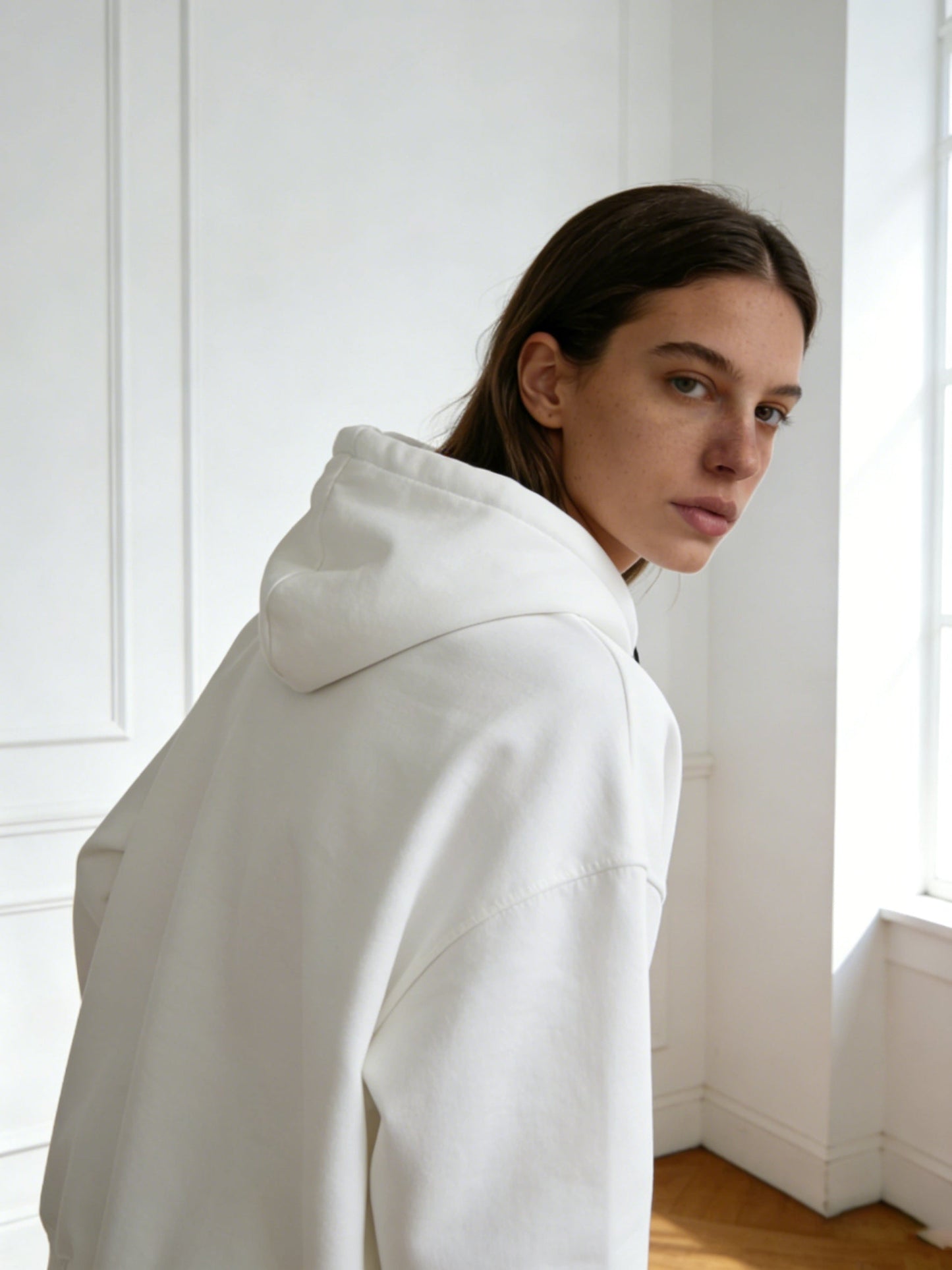 White Oversize Slogan Embroidered Hoodie NorixaFashion.com