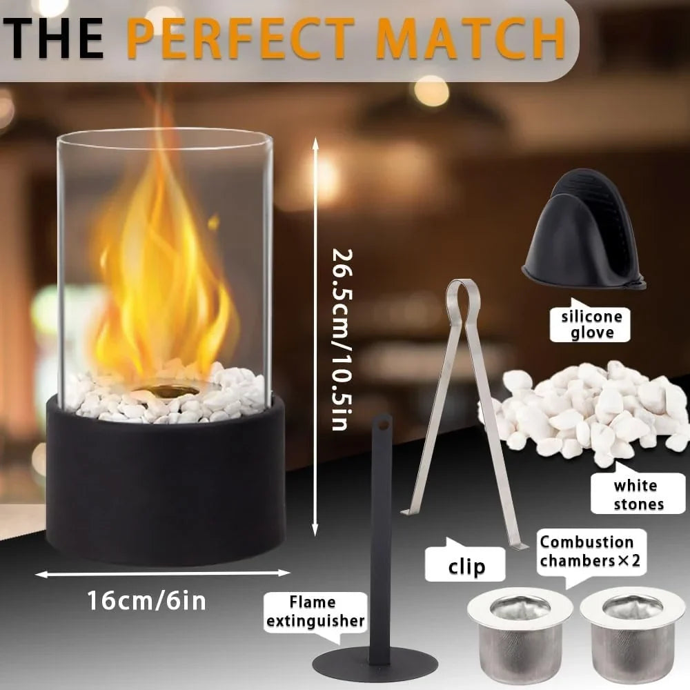10.5" H Portable Tabletop Round Fireplace(Black) LuxuryLifeWay Online Store