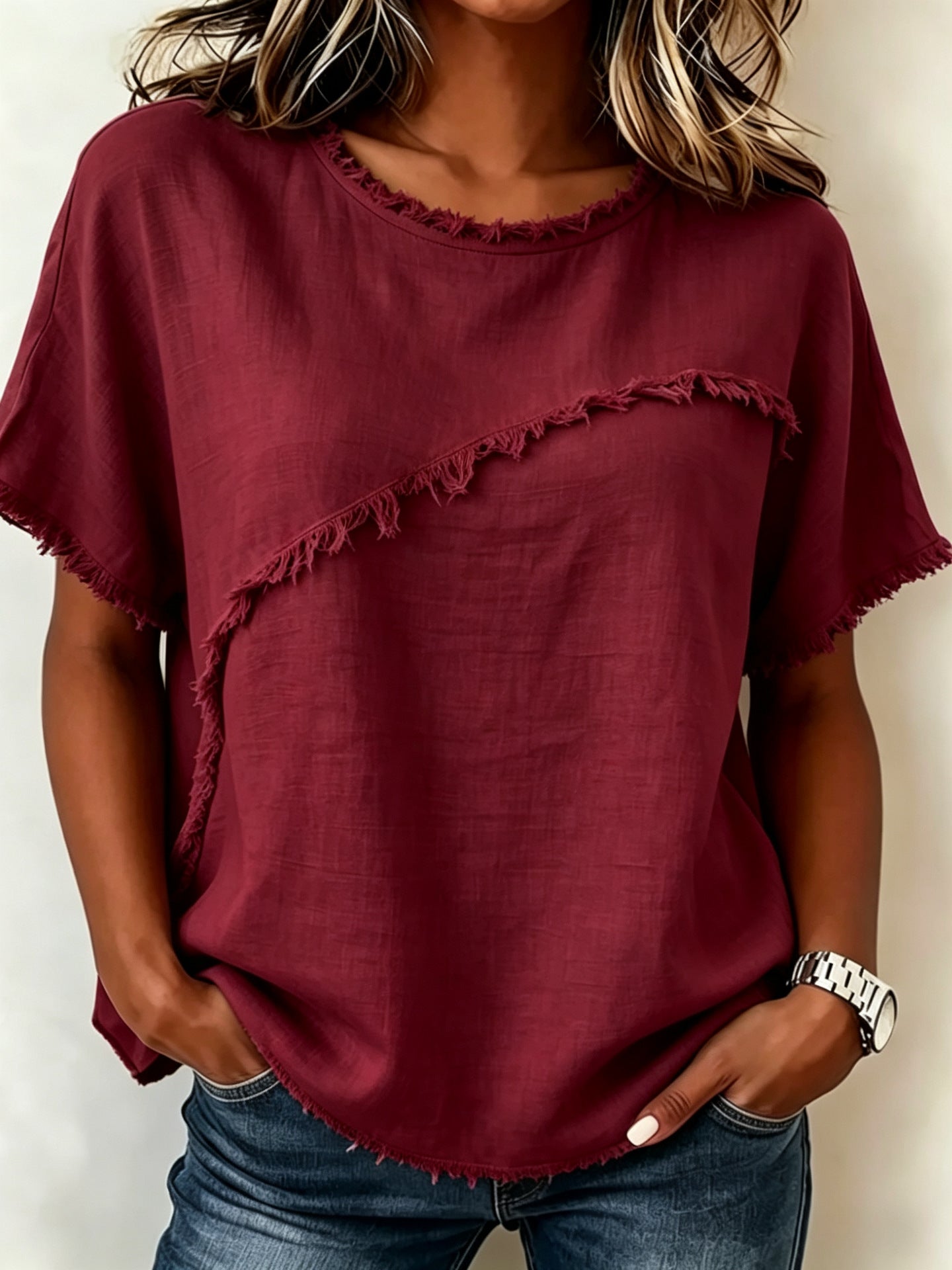 Women's Round-Neck Casual Loose Short-Sleeve Top NorixaFashion.com