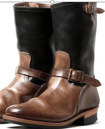 Low Heeled Autumn And Winter Round Toe Mid Tube Men's Boots LadyShow.Store