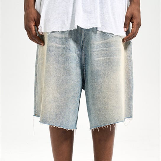 Men's Retro Loose Fitting Denim Shorts for Summer Pi-Mart