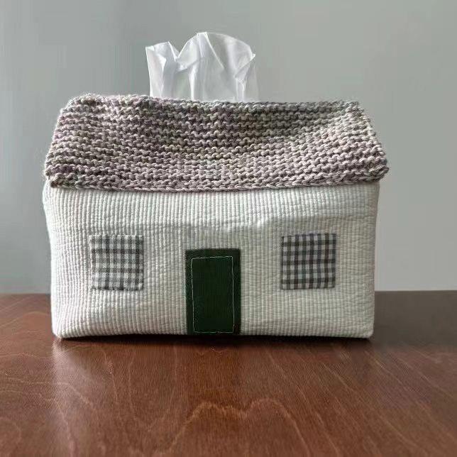 Handmade Cute House Crocheted Cloth Tissue Cover Tissue Buggy Bag