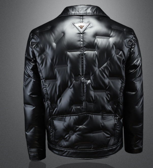 White Duck Down Shiny Suit Collar Men's Down Jacket LuxuryLifeWay Online Store