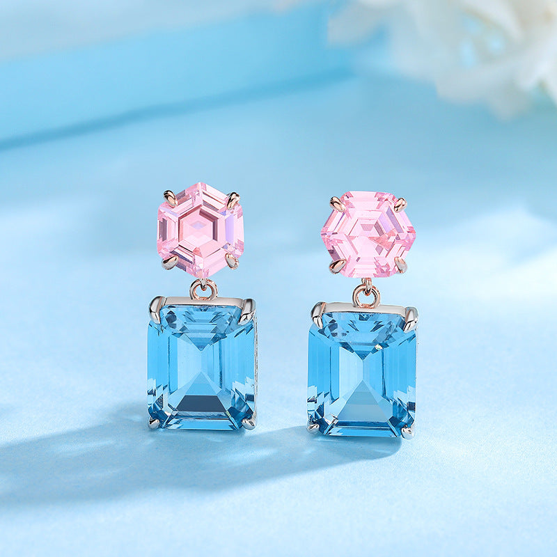 S925 Silver Pagoda Sapphire Earrings LadyShow.Store