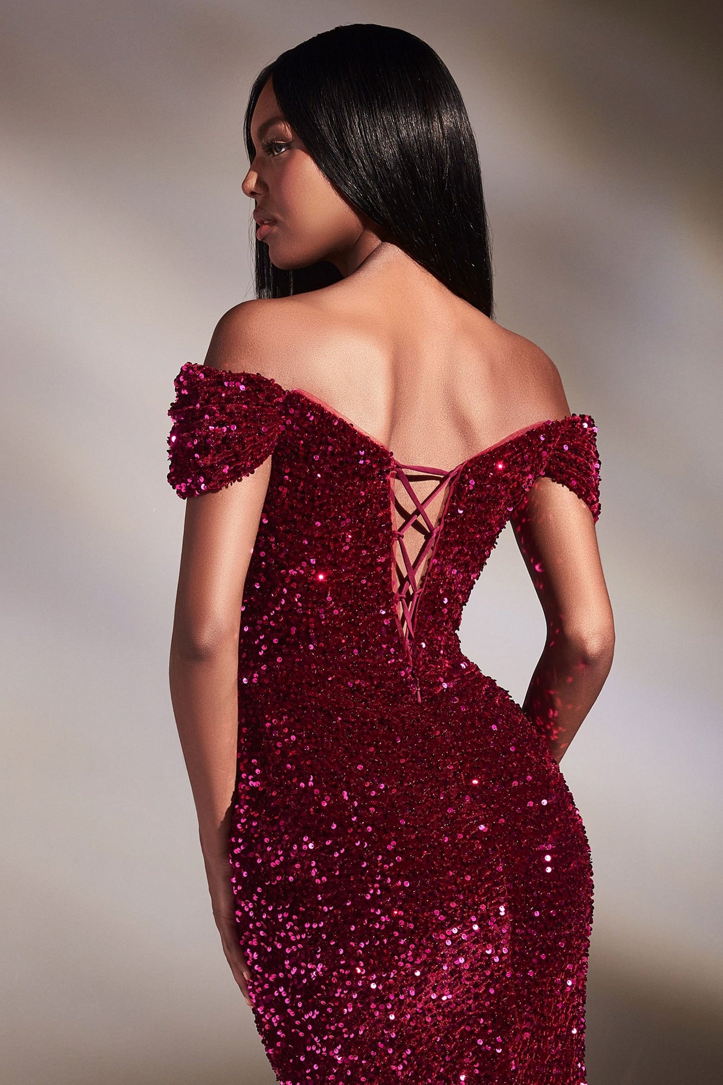 Velvet Sequin Off The Soulder Gown LuxuryLifeWay Online Store