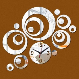 Creative Diy Circle Mirror Clock Wall Sticker PearlNestDecor.com