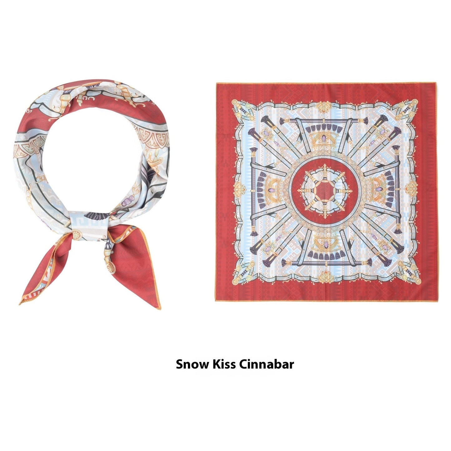 Elegant Printed Silk Square Scarf NorixaFashion.com