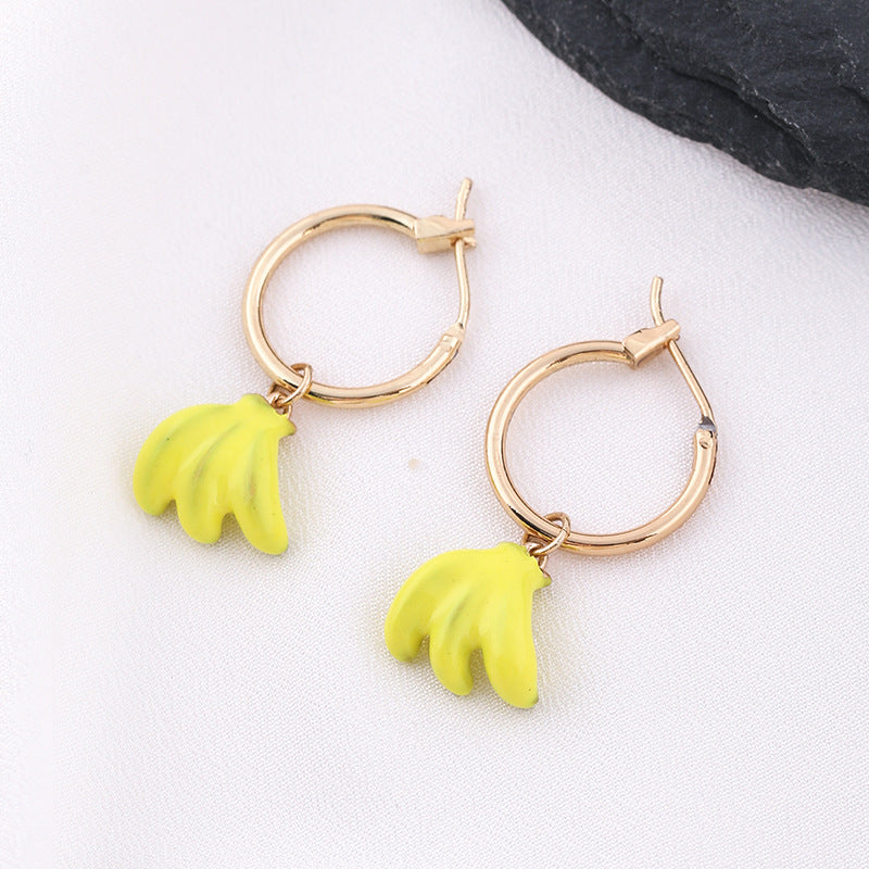 Fruit Banana Earrings S925 Silver Post LadyShow.Store