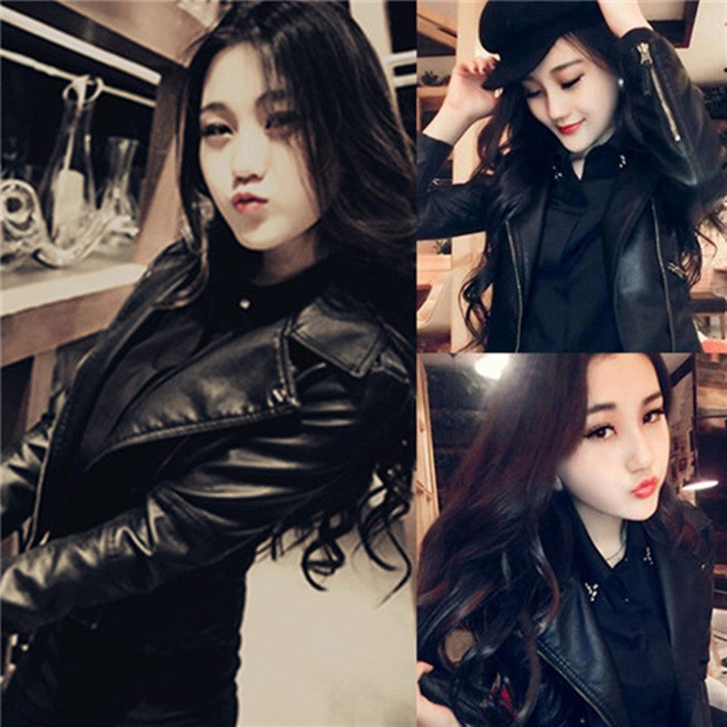 Loose Leather Jacket Motorcycle Female LadyShow.Store