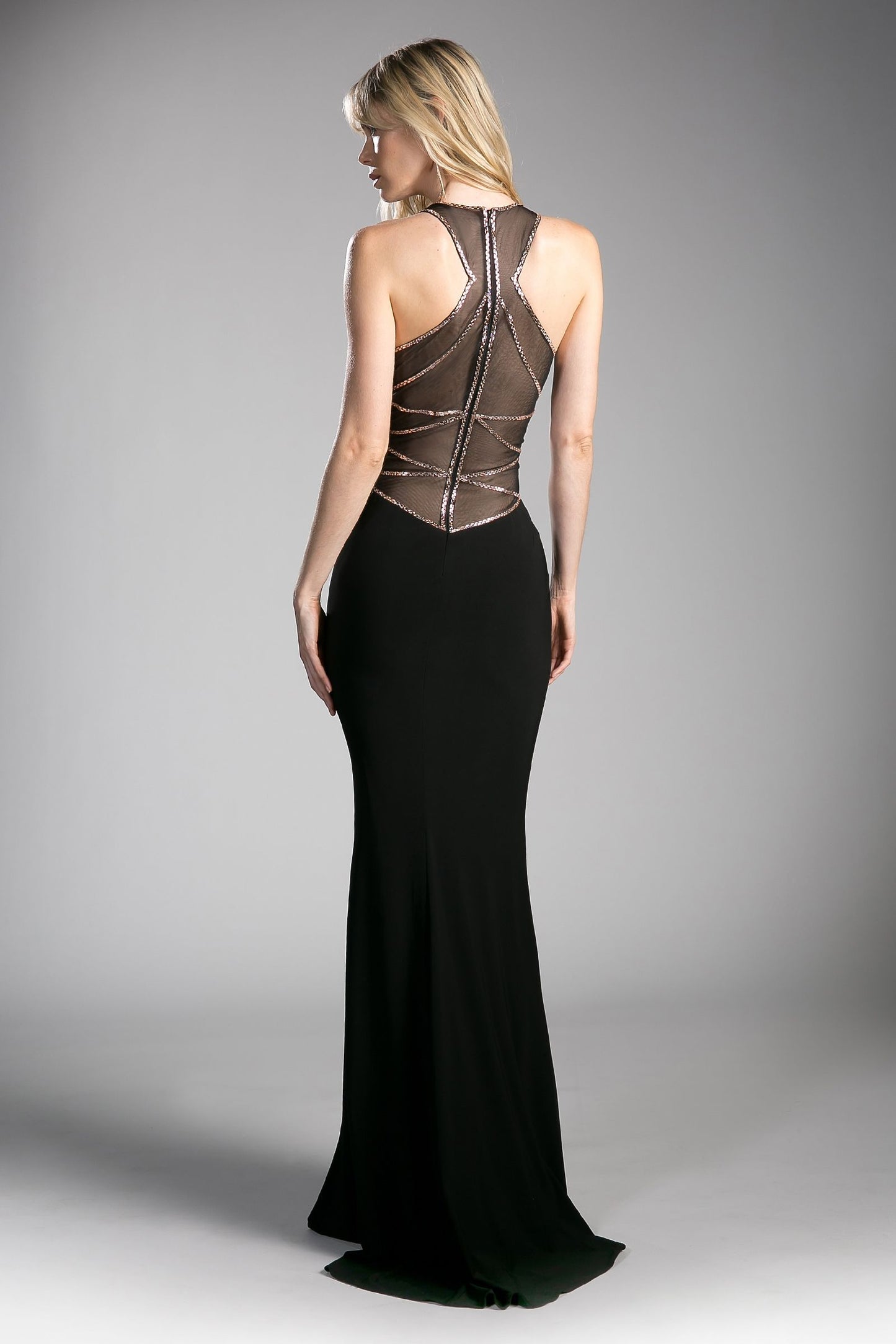 Fitted stretch jersey gown with beaded illusion details and sweetheart neckline. LuxuryLifeWay Online Store