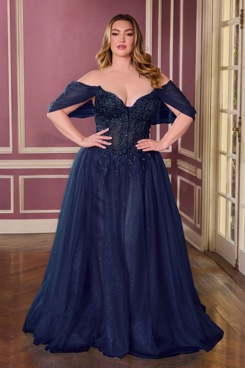 Off-Shoulder Beaded Corset A-Line Glitter Tulle Gown LuxuryLifeWay Online Store