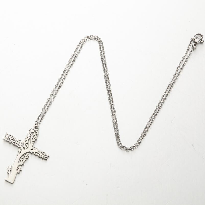 Tree Of Life Necklace Ladies Cross Clavicle Chain Jewelry CJD2