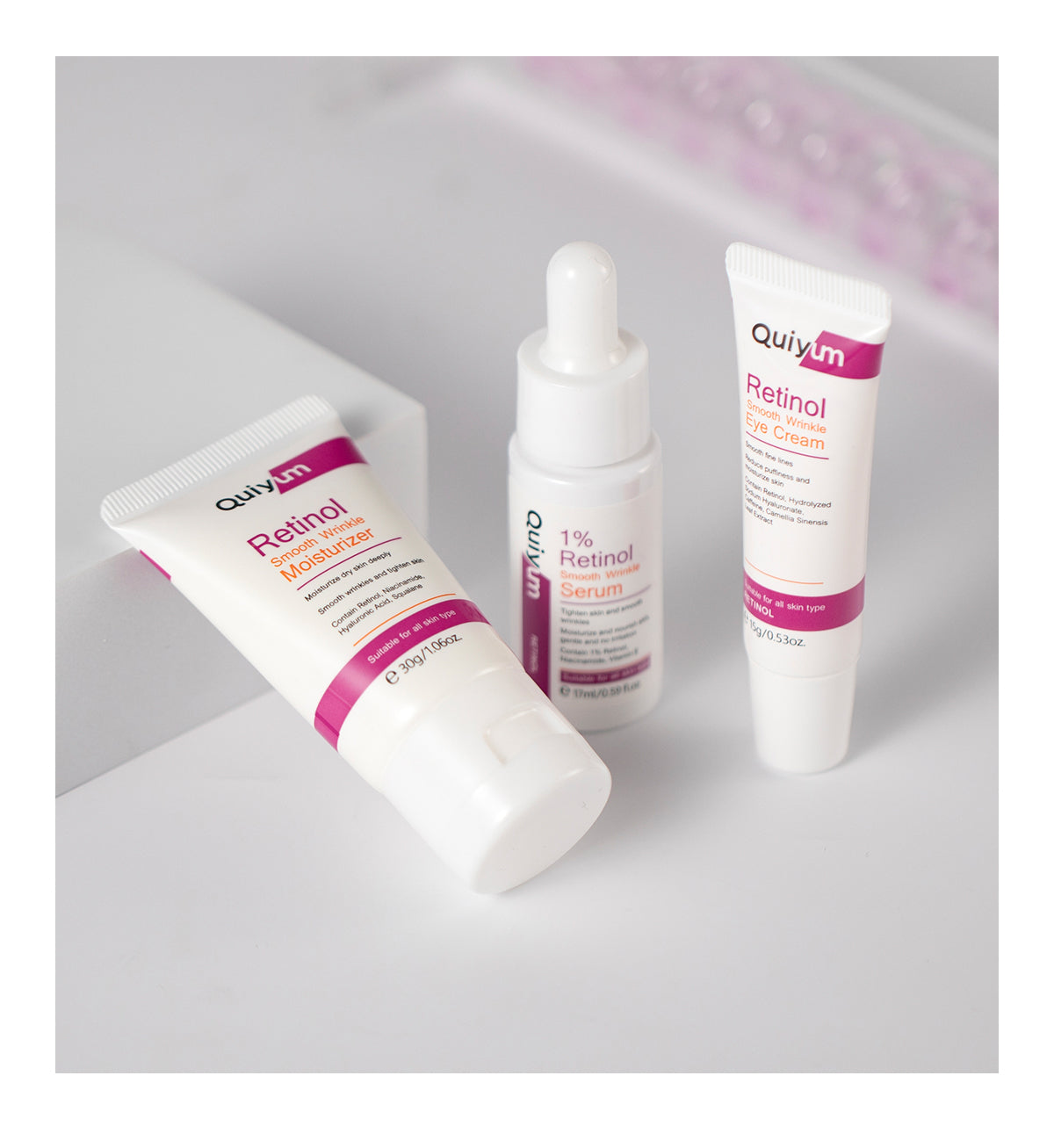 QUIYUM Retinol Smooth Wrinkle Skincare Set · For All Skin Types · Smooth Wrinkles & Fine Lines Improve Skin Elasticity & Radianc Pi-Mart