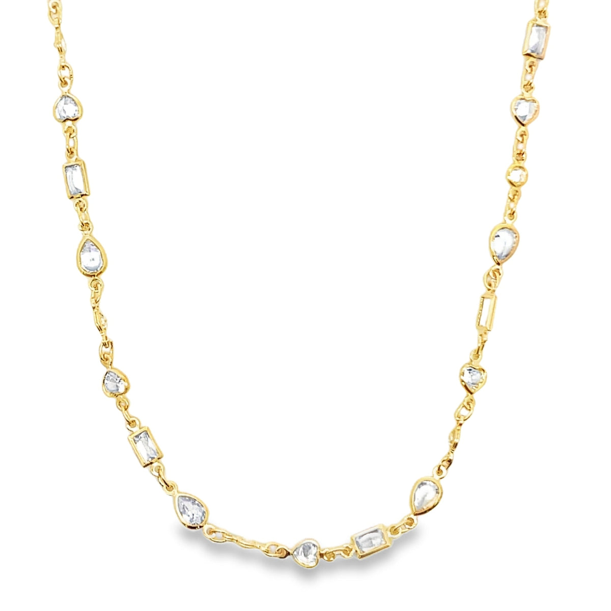 Clear CZ Stone Shape Mix Charm Necklace (I503)(H148) LuxuryLifeWay Online Store