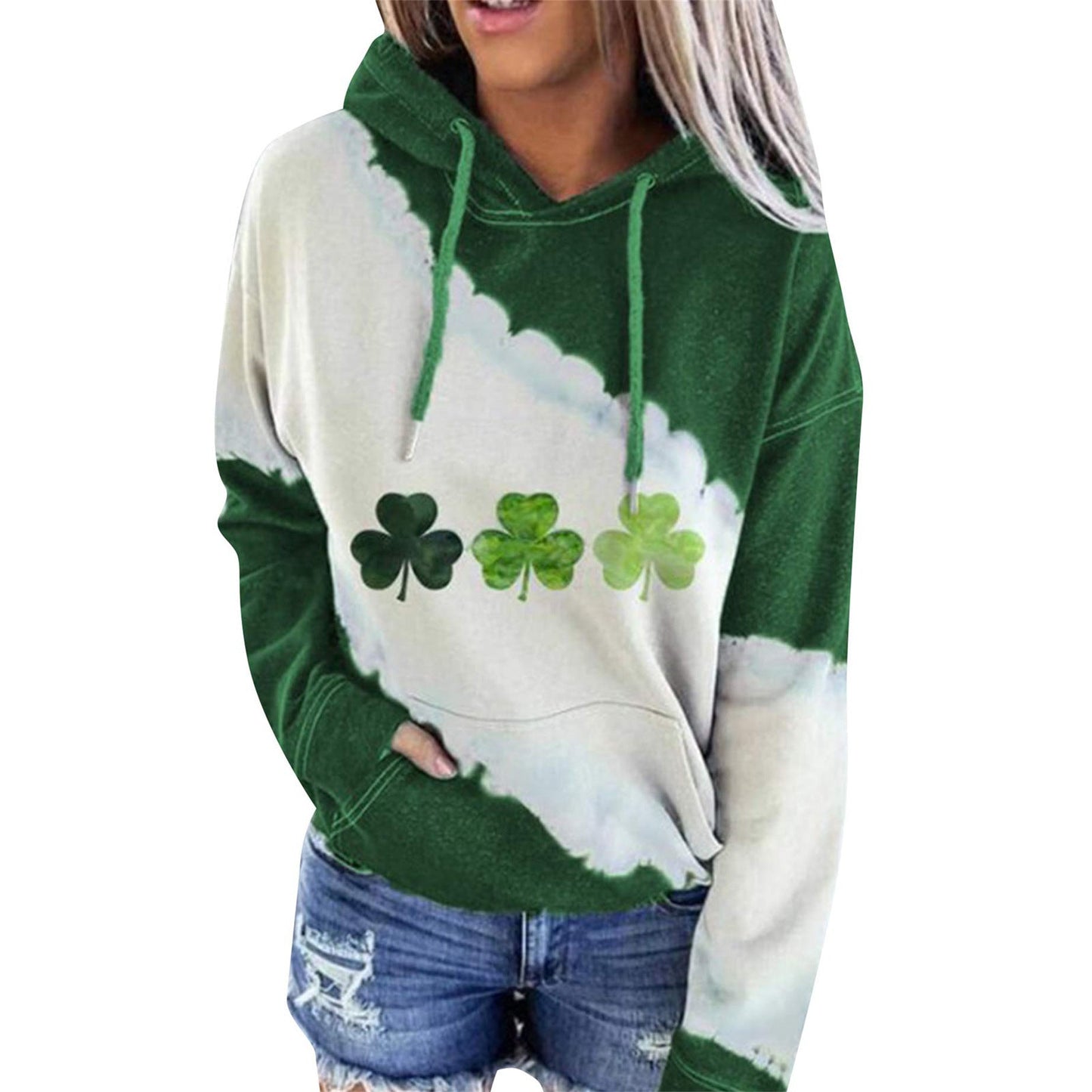 Women Sweatshirts Lucky Grass Print Streetwear Sweatshirts Hoodie Pullover Loose Casual Hooded Tops Clothes Best YouTube Store