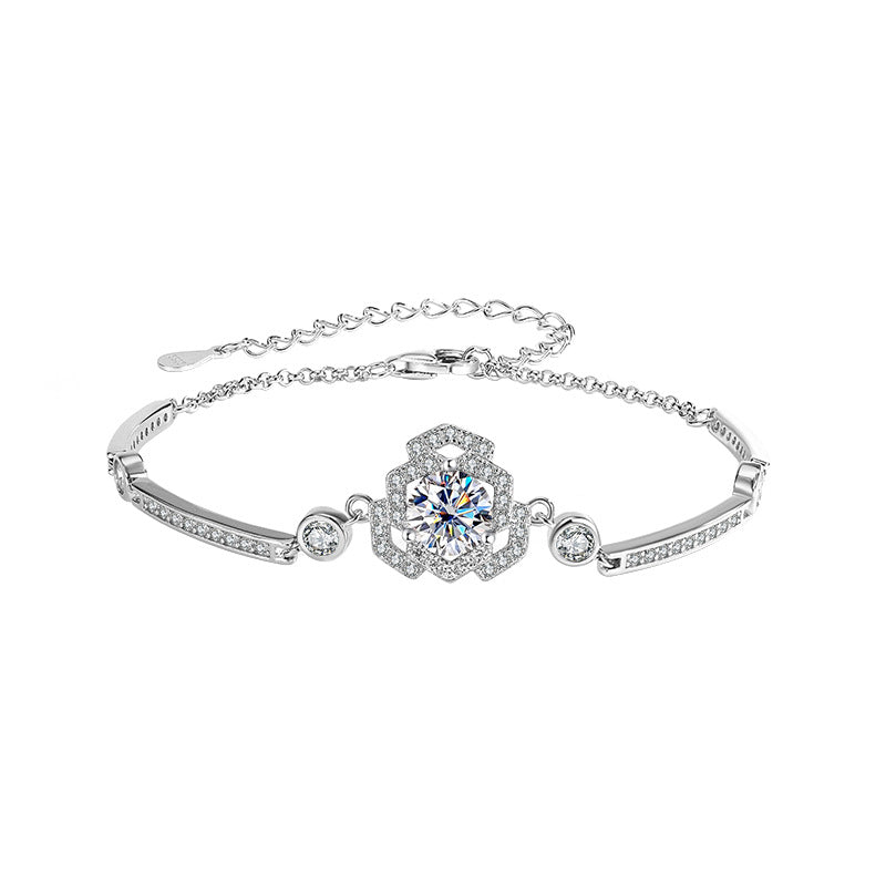 S925 Silver Moissanite Rose Bracelet LadyShow.Store