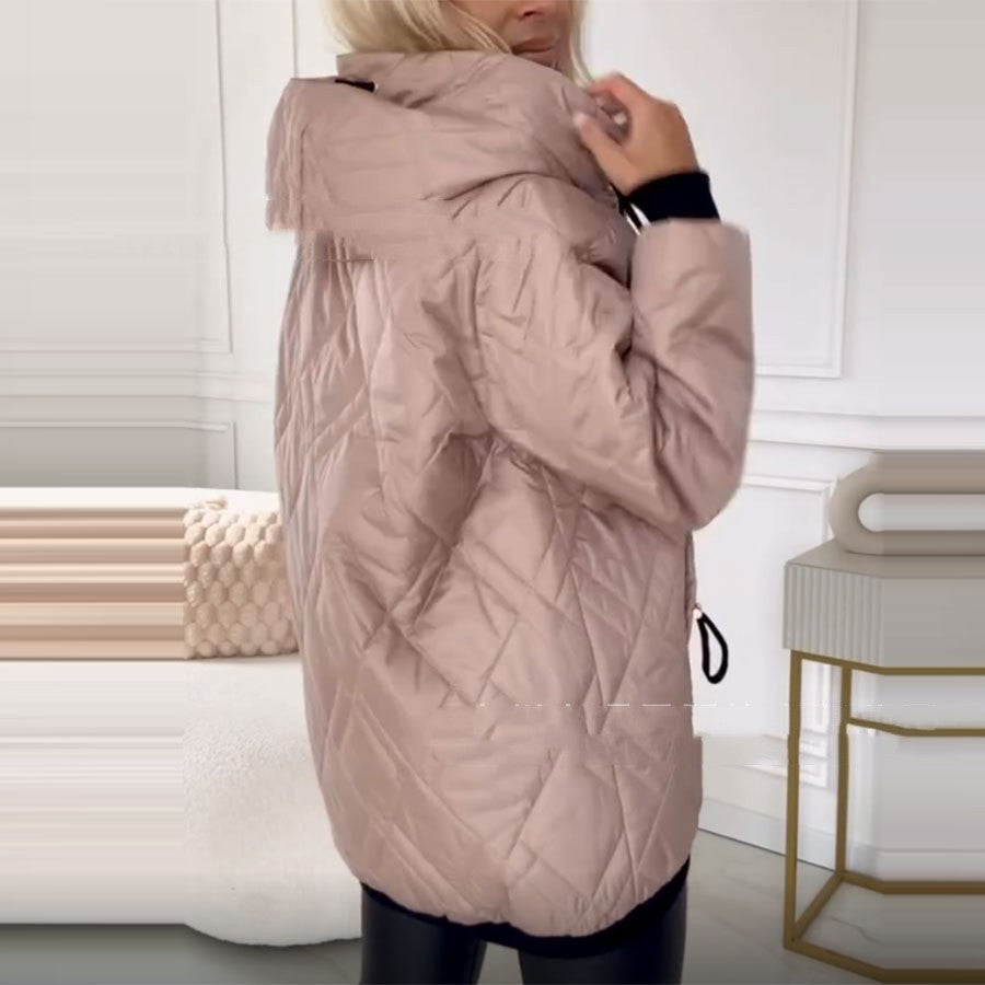 Women's Casual Hooded Pure Color Cotton Clothing Coat Best YouTube Store