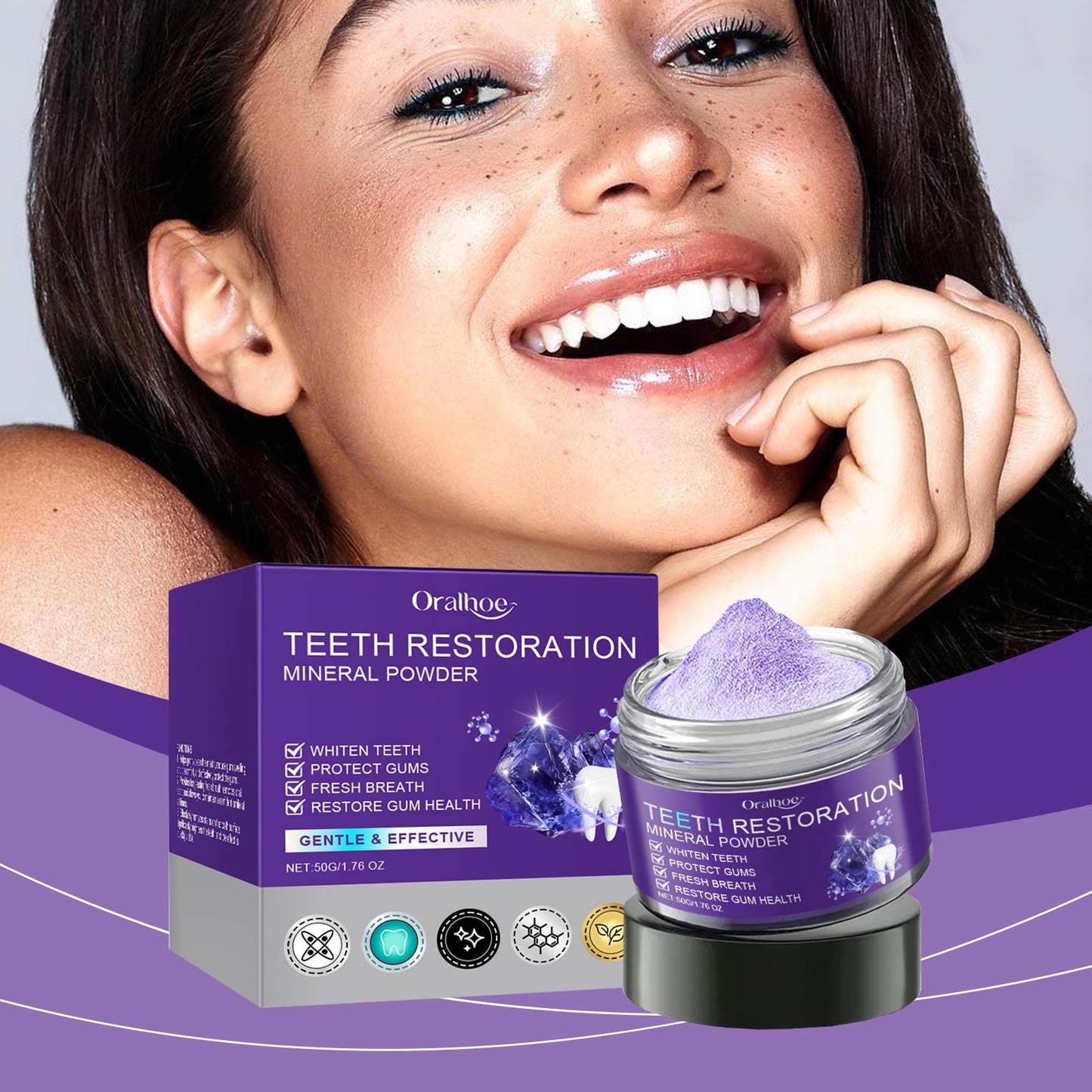 Purple Whitening Tooth Powder 50g Tri Light Beauty