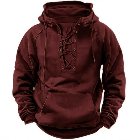 Ins Lace-up Hoodie Casual Sports Pocket Sweatshirt Men's Long-sleeved Top Clothing LadyShow.Store
