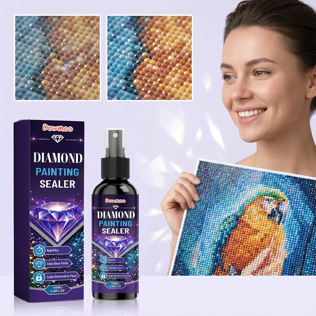 Secure Diamond Lock, Transparent, Brightening, Dust-proof, Painting Protection, Quick Drying Film Sealing Agent, Diamond Painting Sealing Agent 1 00ml, 1 Box Tri Light Beauty