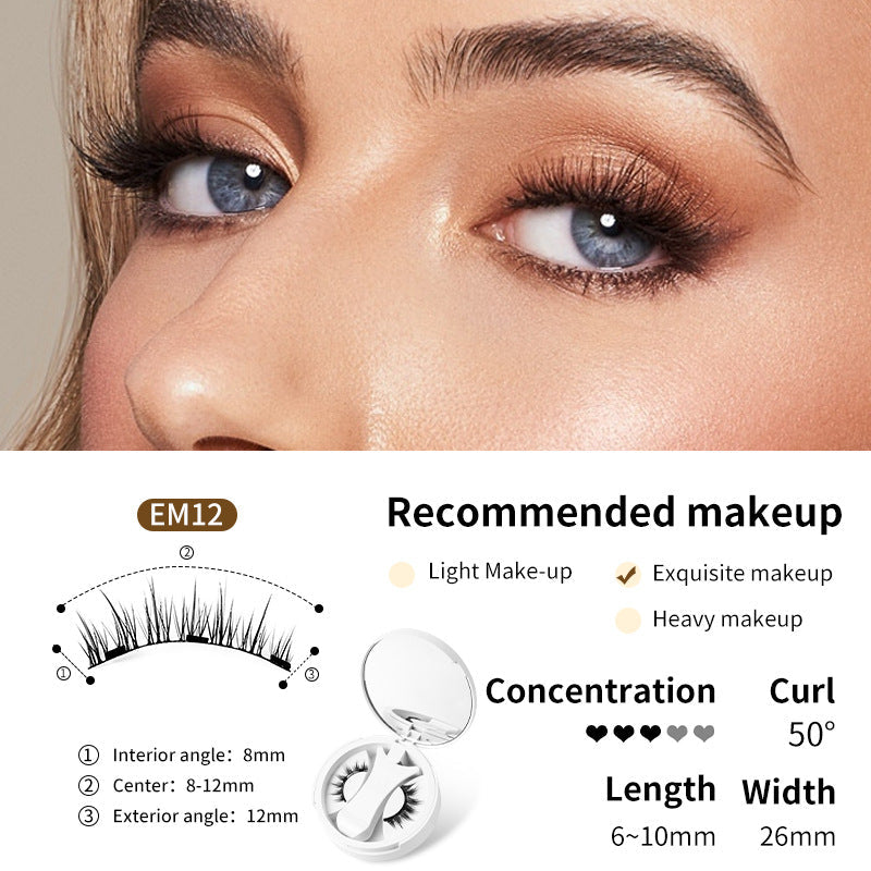 Magnetic False Eyelashes Integrated Storage Box Glue-free Magnet False Eyelashes Natural Makeup Tools With Applicater LadyShow.Store
