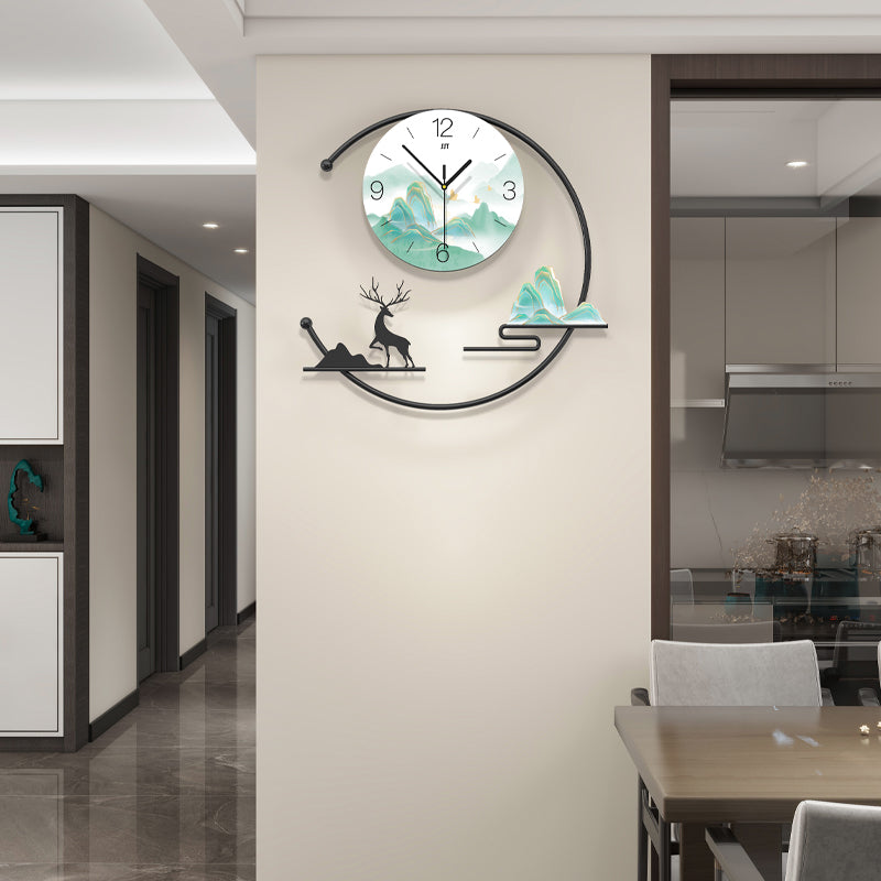 Modern Mountain Deer Wall Clock Artistic Living Room Home Decor PearlNestDecor.com