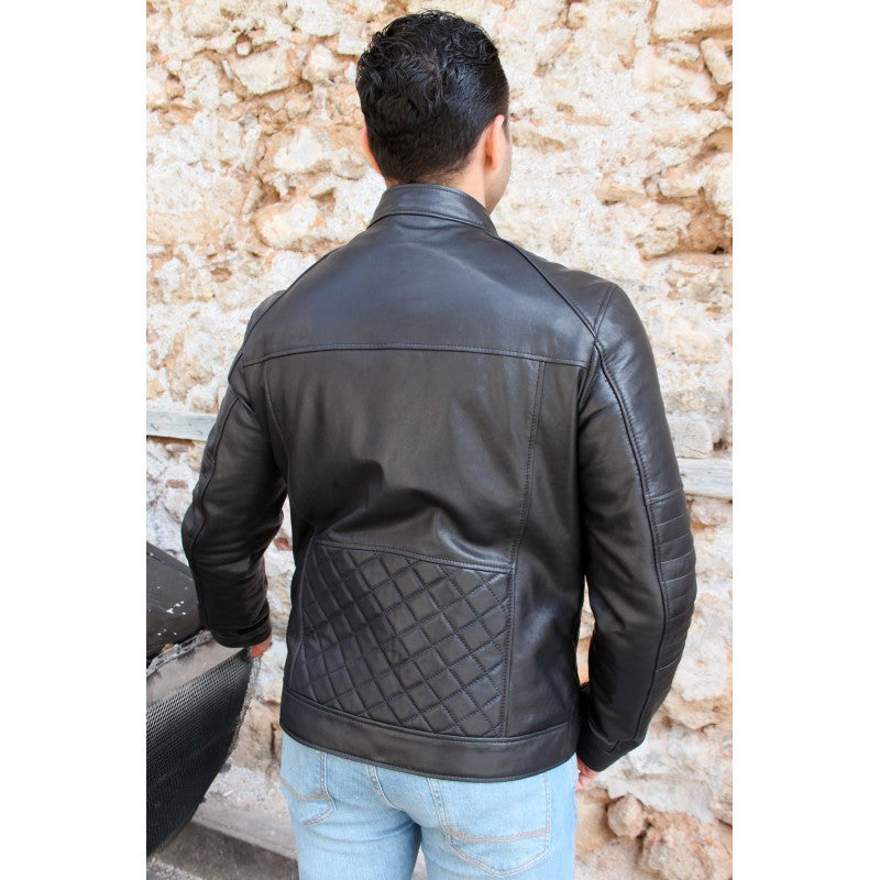 Black Sport Leather Jacket For Man LuxuryLifeWay Online Store
