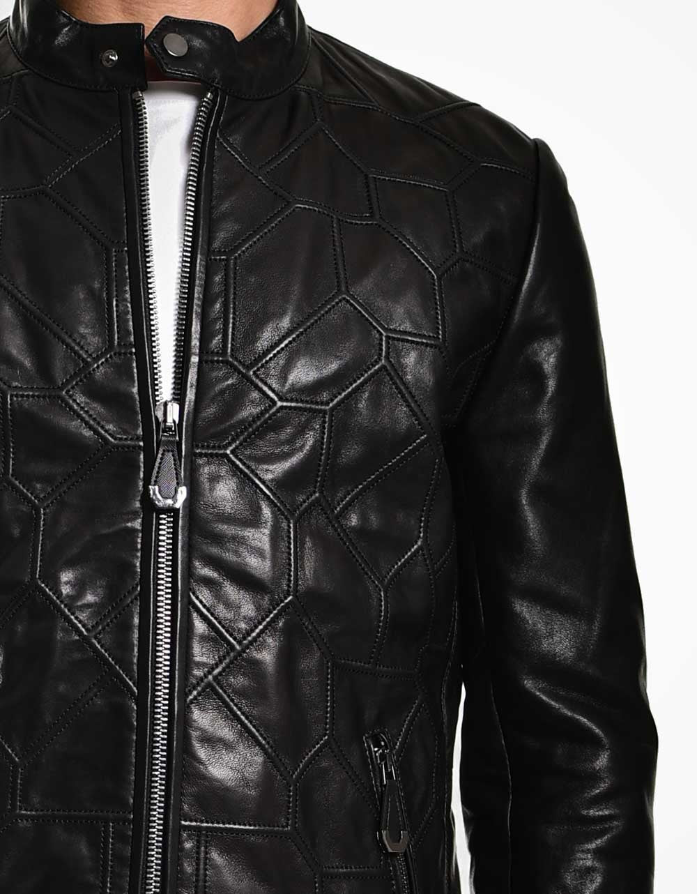 Black Leather Biker Jacket For Men