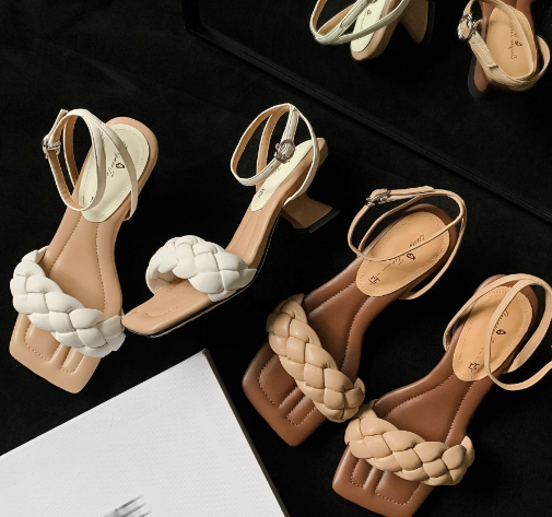 Woven High Heel Sandals with Square Toe Design Best YouTube Store
